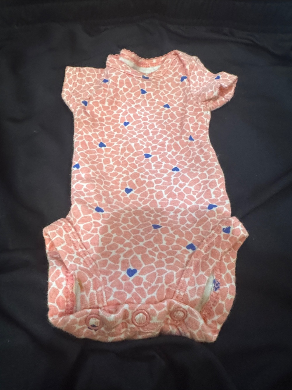 child of mine Pink Giraffe-Pattern One-Piece Bodysuit with Blue Heart Accents
